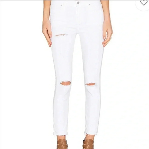 Agolde Sophie crop distressed denim - Picture 1 of 7